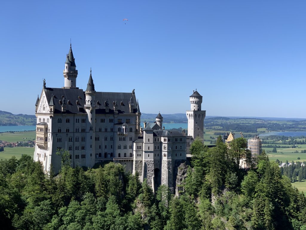 View of Schloss Neuschwanstein from the Marienbruecke